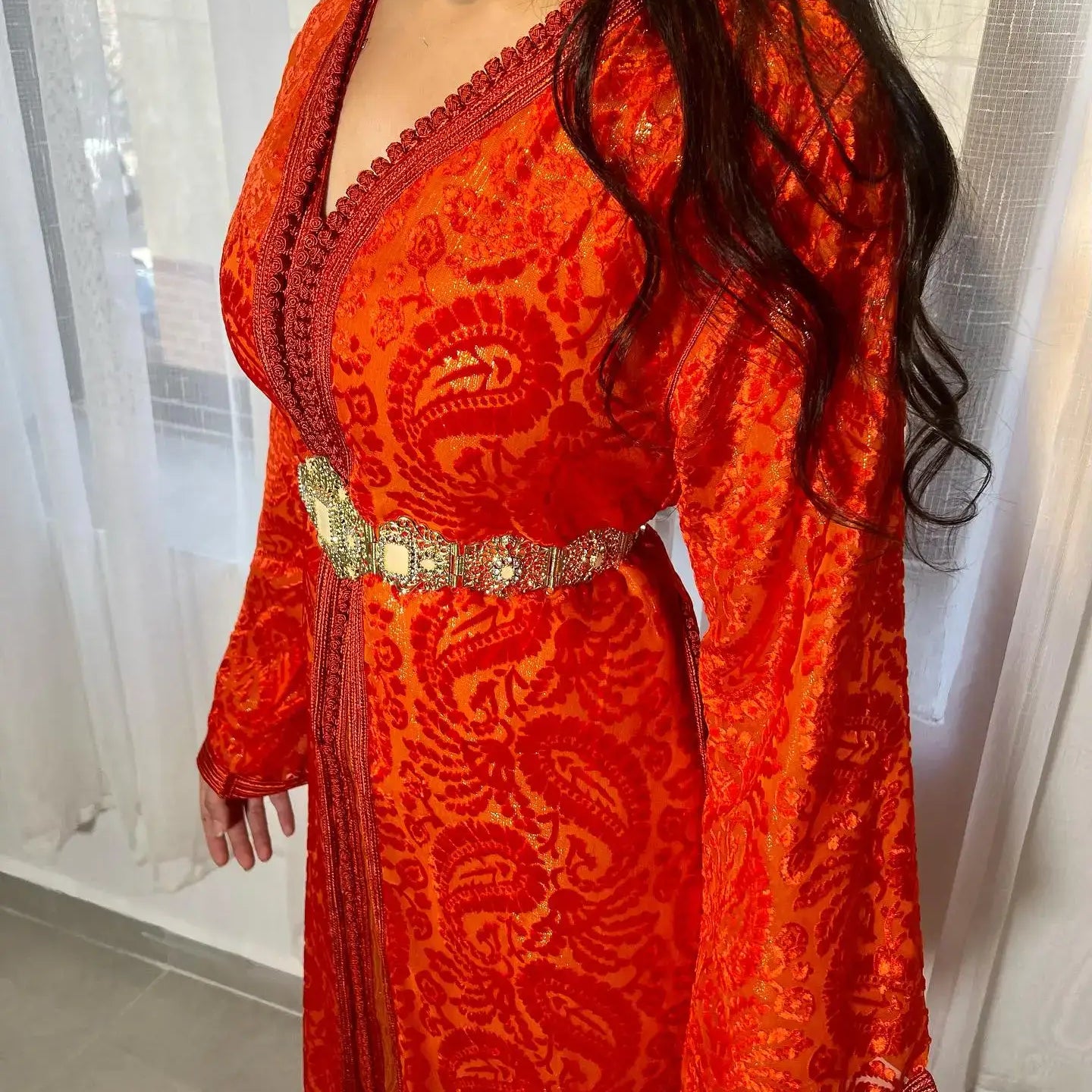 Caftan Orange et Doré - My Caftan