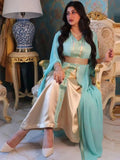 Caftan Bleu Ciel Perlé