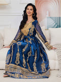 Caftan Bleu Roi et Doré