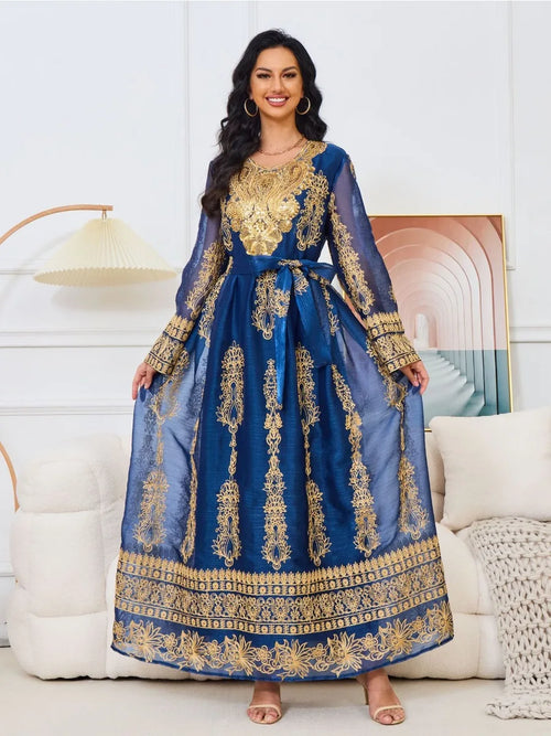 Caftán Azul Royal y Dorado