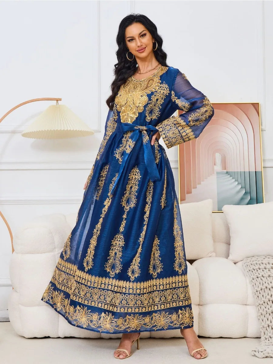 Caftan Bleu Roi et Doré
