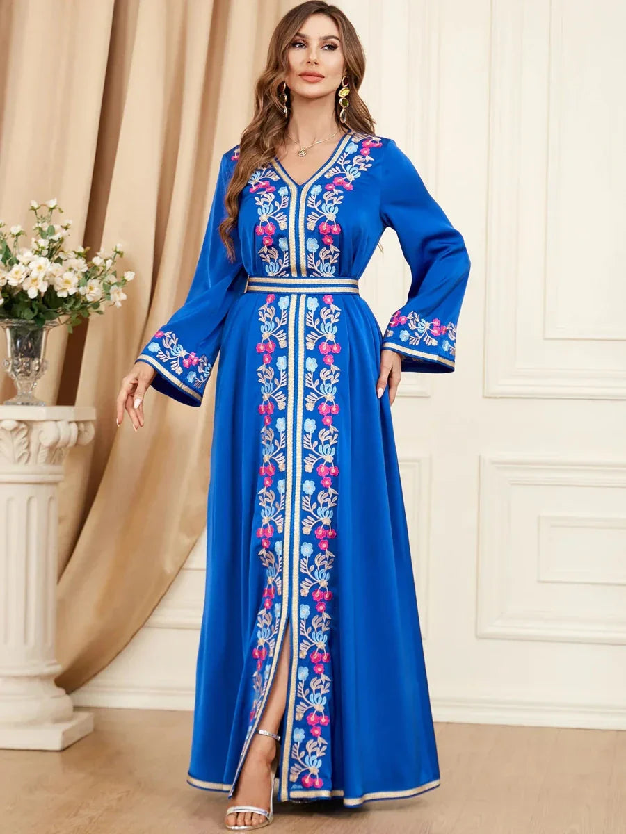 Caftan Bleu Turquoise et Doré