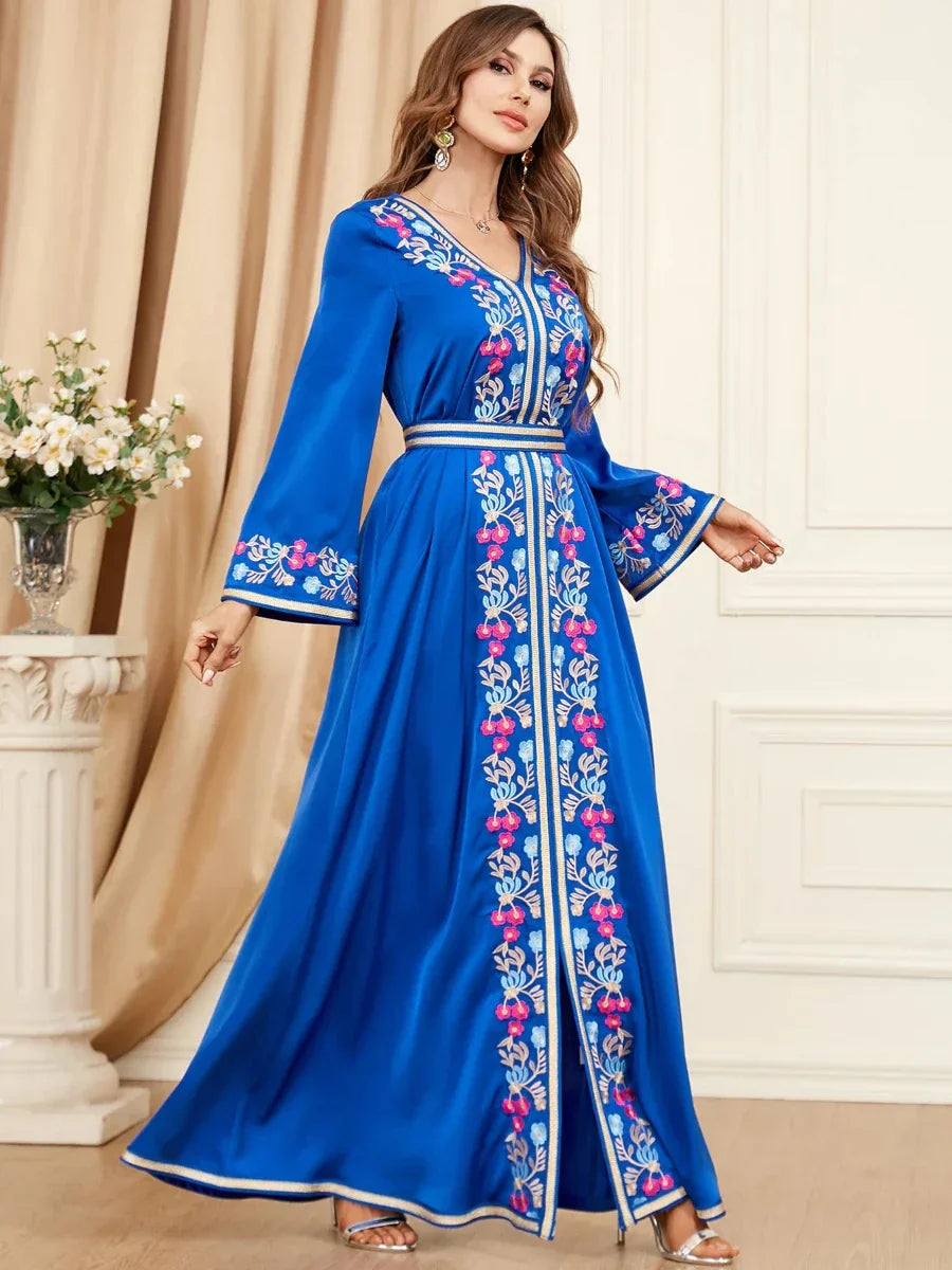 Caftan Bleu Turquoise et Doré