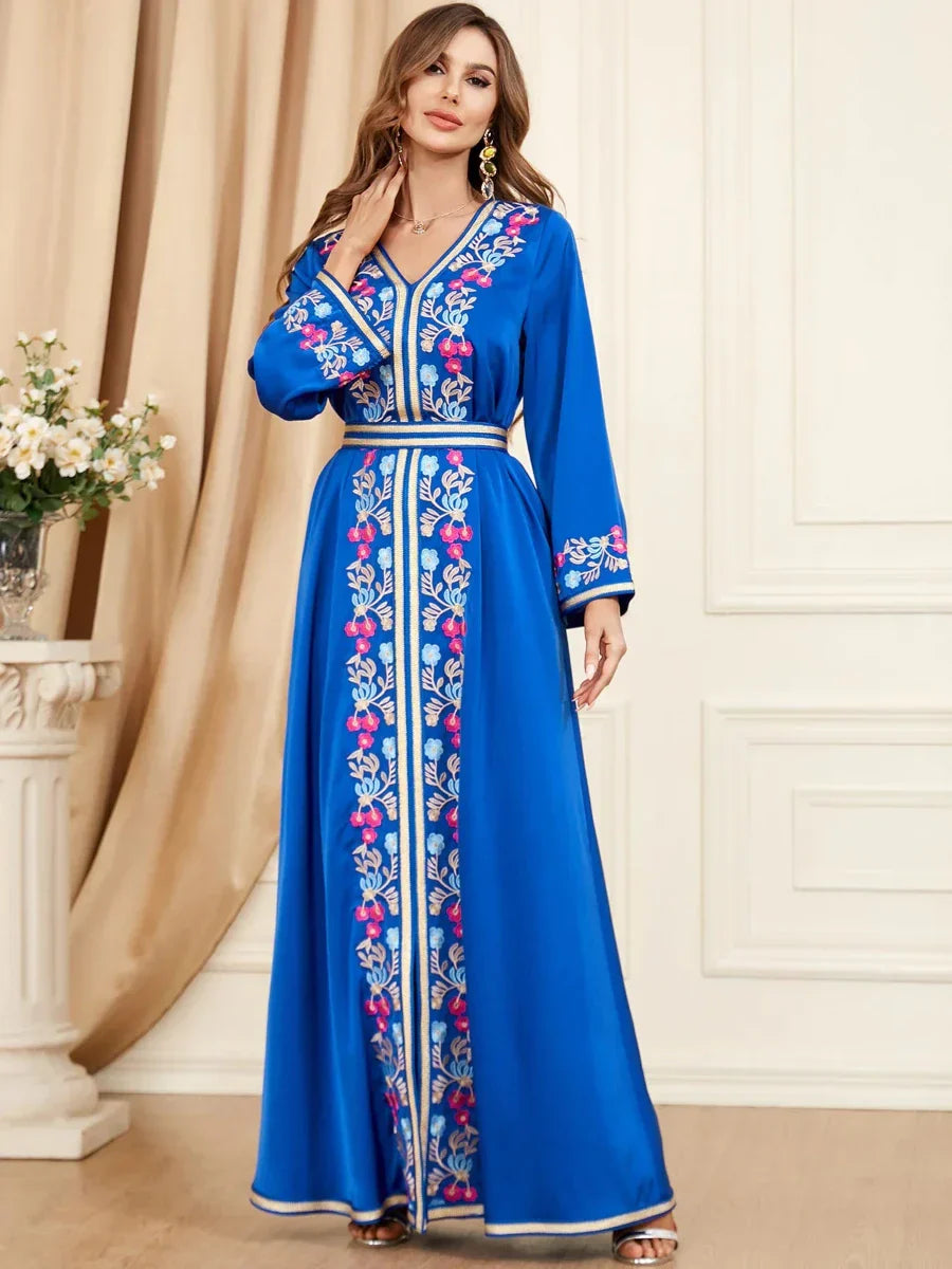 Caftan Bleu Turquoise et Doré