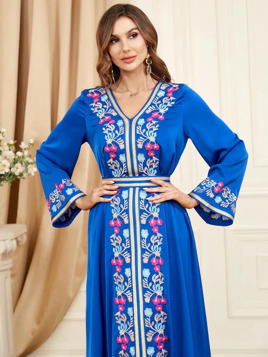 Caftan Bleu Turquoise et Doré