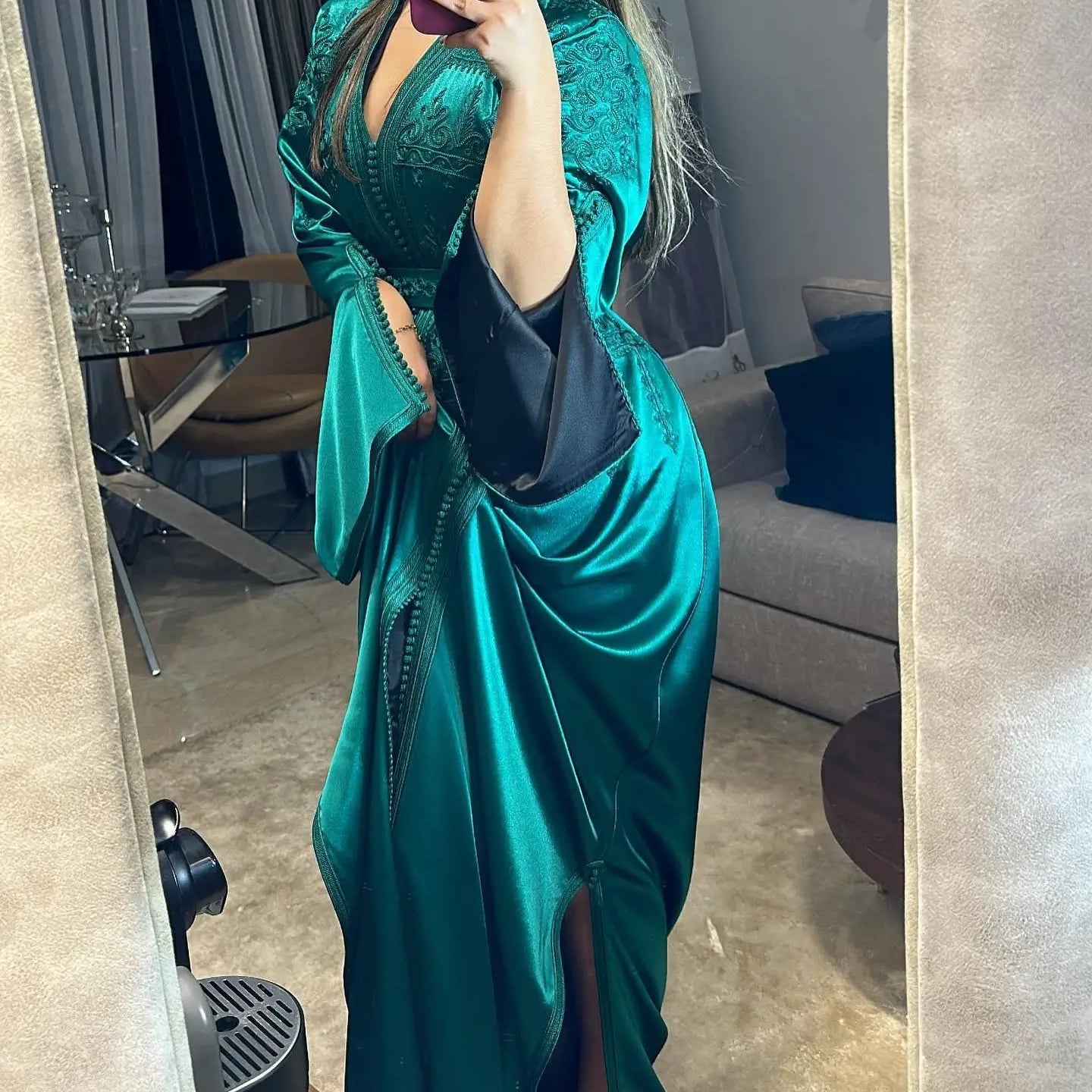 Caftan vert émeraude - MY CAFTAN