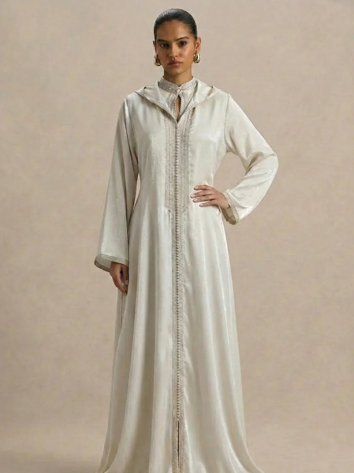 Djellaba Blanche Et Dore (2 pièces)