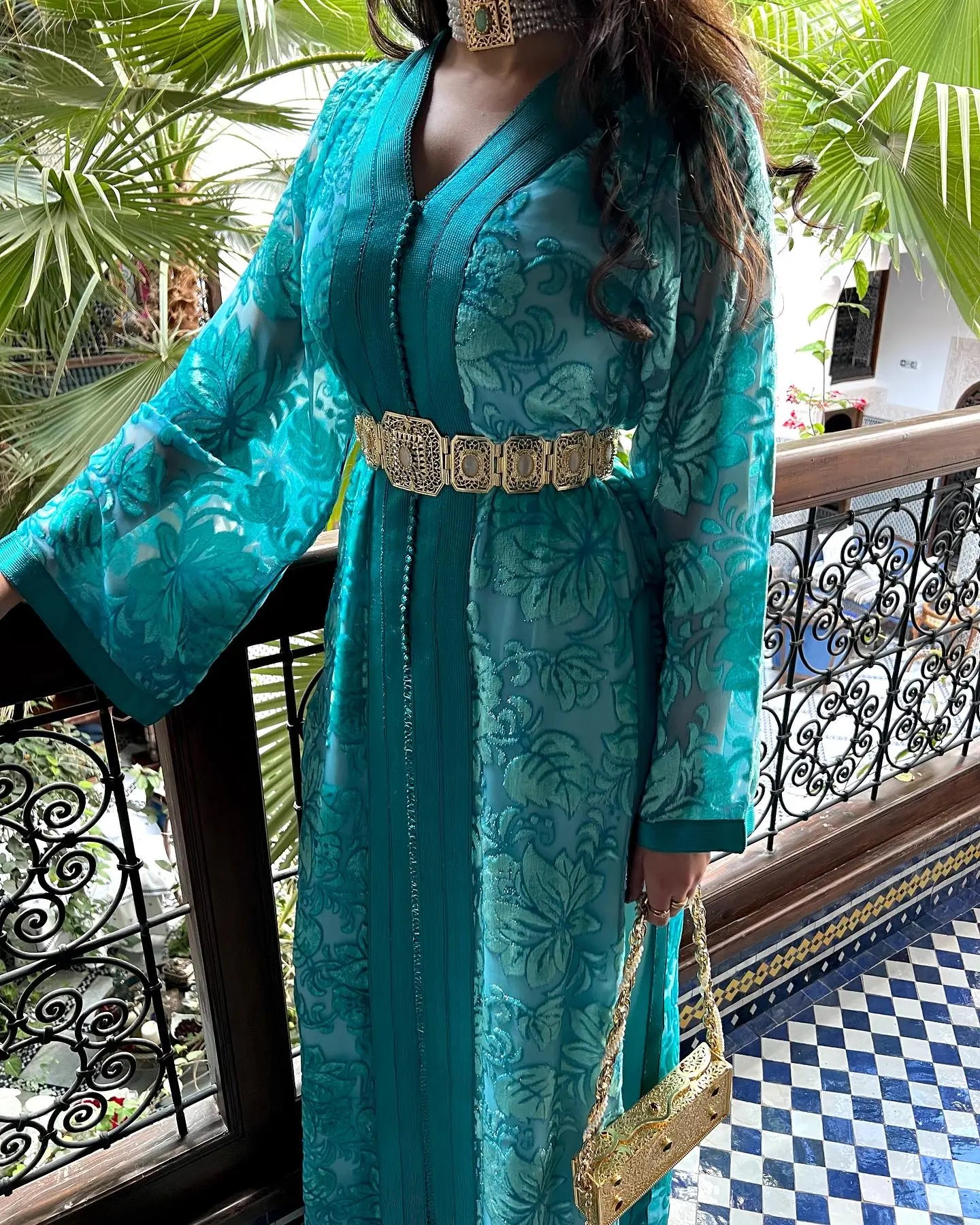 Caftan Al-Sama' Bleu Paon